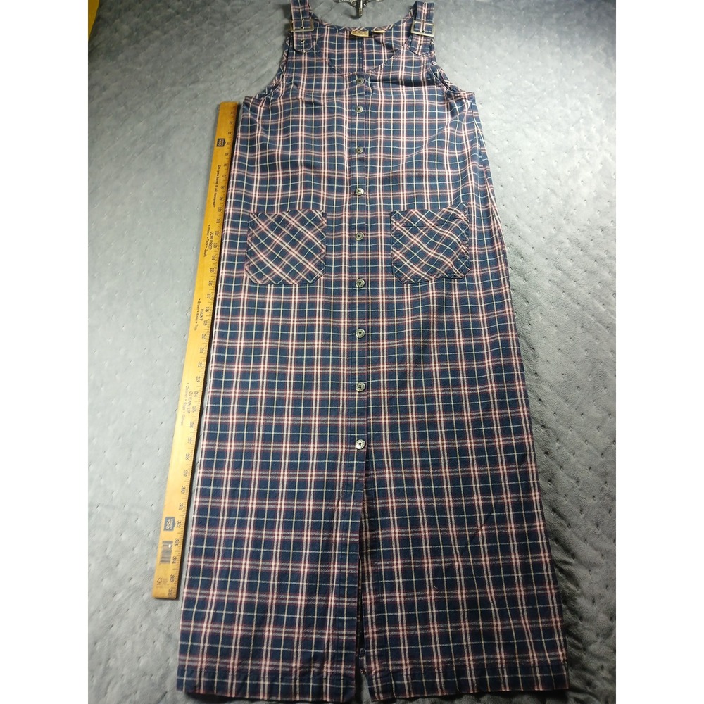 Vintage 90s Mountain Lake Casuals Plaid Pinafore Jumper Dress Medium